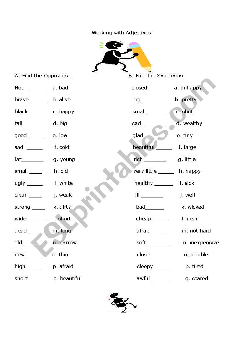 Working with Adjectives worksheet