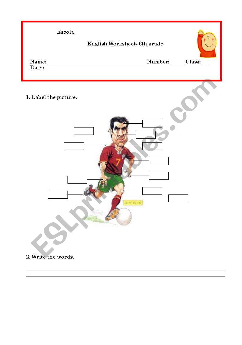 Body parts worksheet