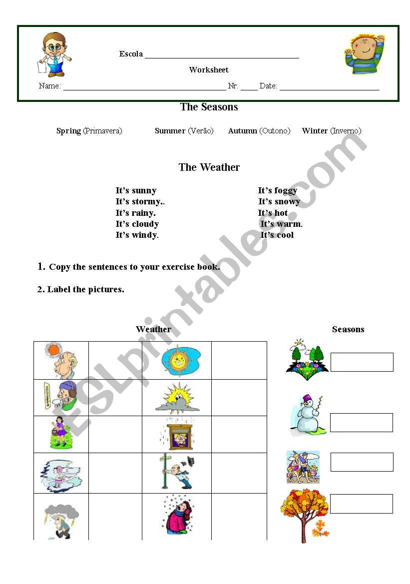 WEATHER AND SEASONS worksheet