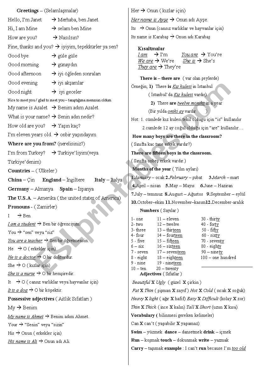 worksheet for 5th class students