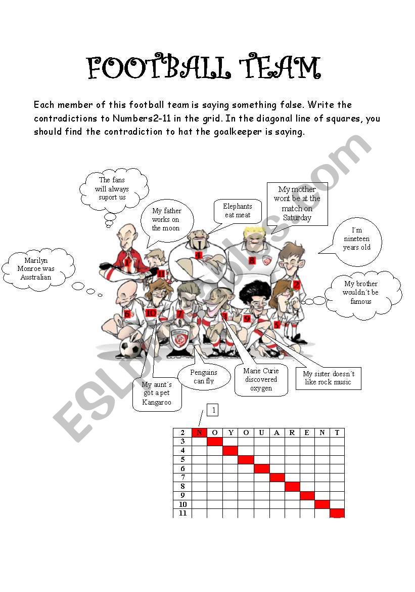 Football Team worksheet