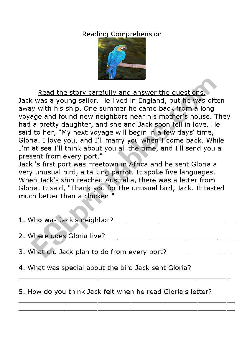 Reading Comprehension worksheet