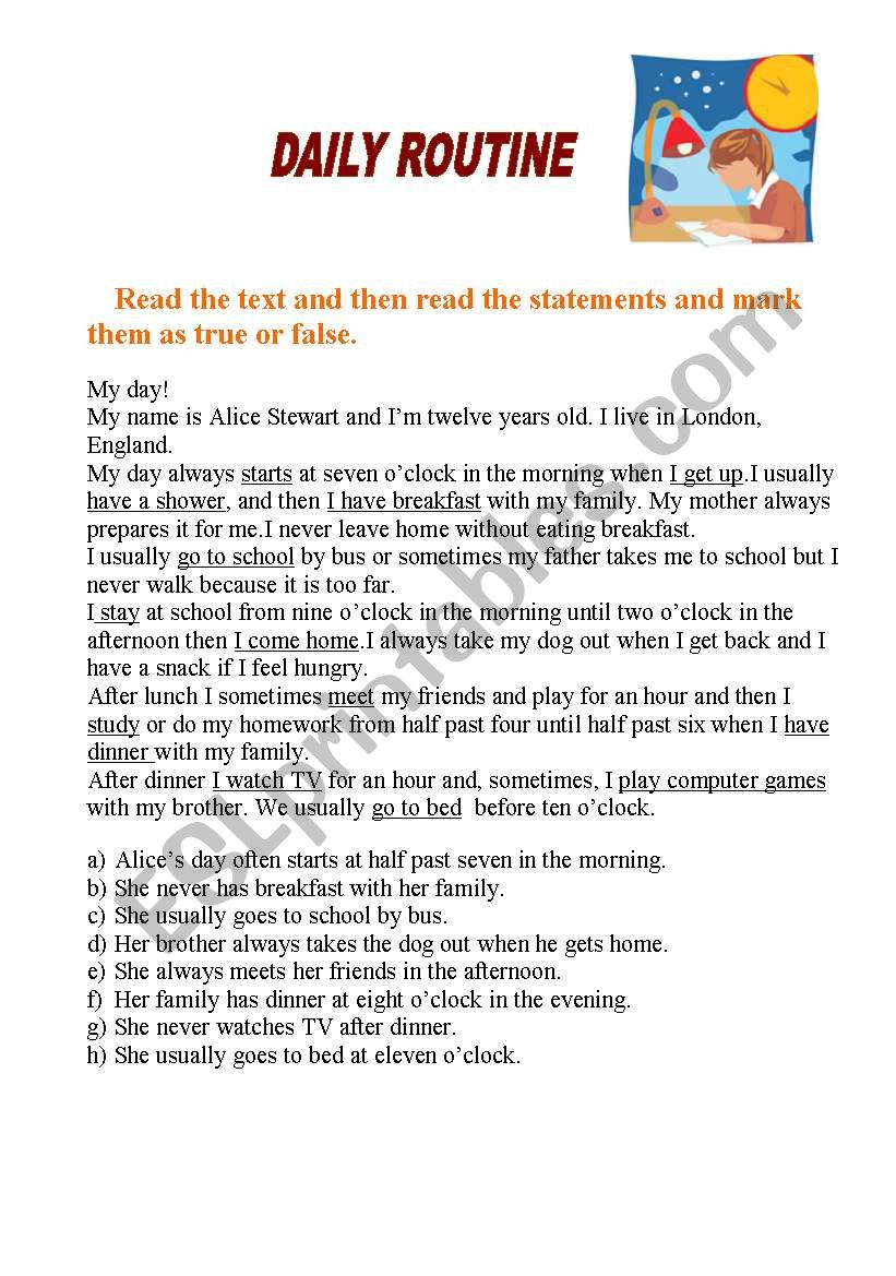 What do you do every day? worksheet