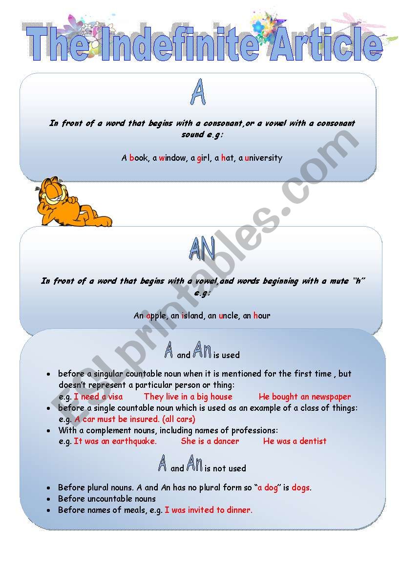 The Indefinite Article worksheet