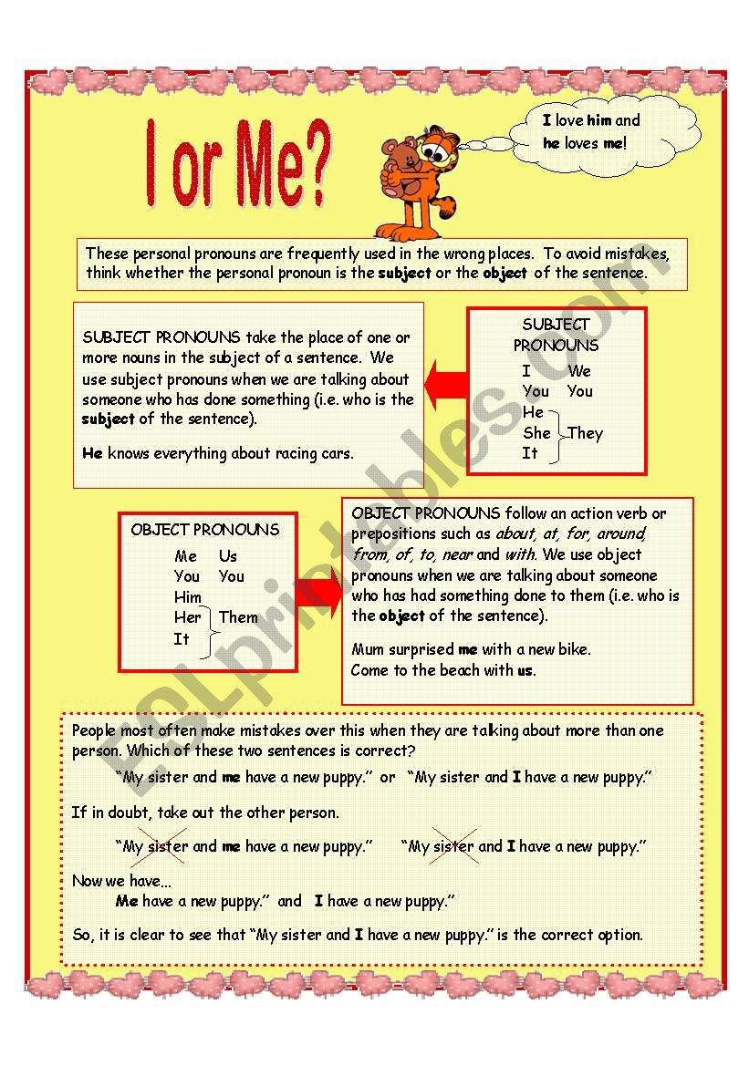 Object and Subject Pronouns worksheet