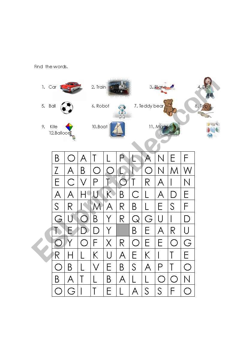 Toys worksheet