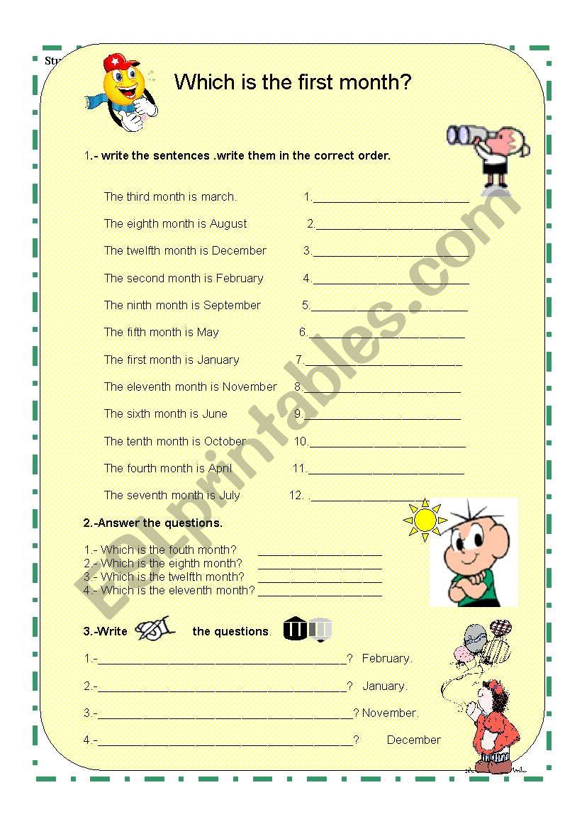 Which is the first month? worksheet