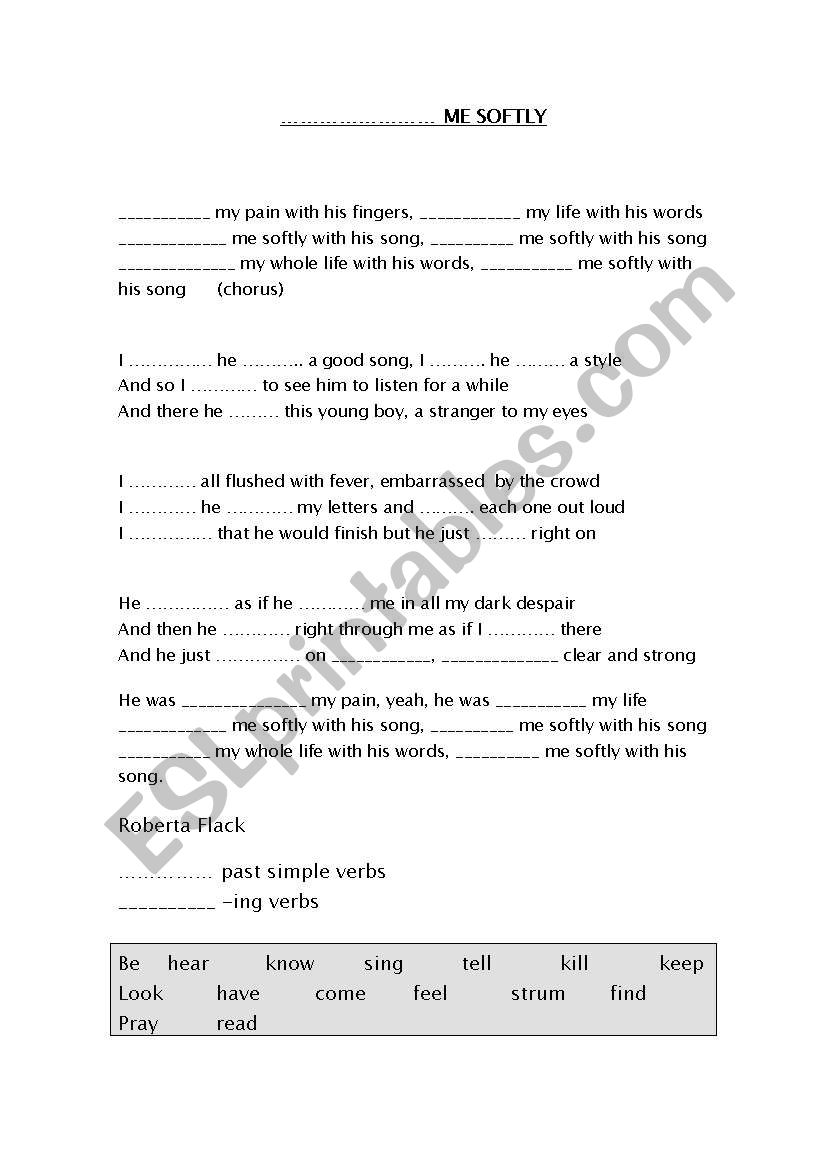 KILLING ME SOFTLY worksheet