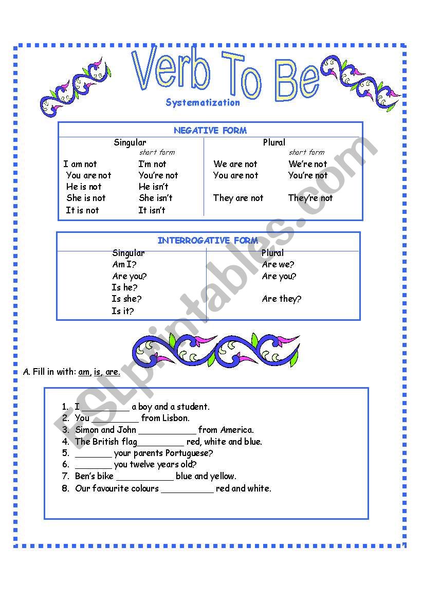 Verb to be  worksheet