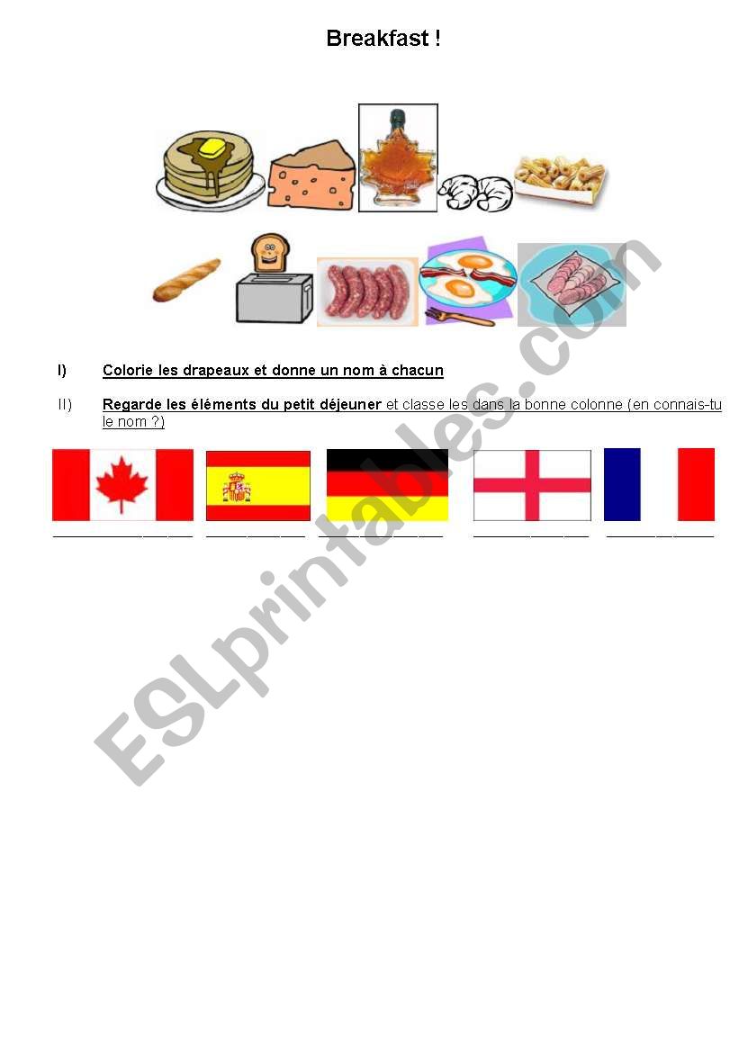 (English) breakfast worksheet