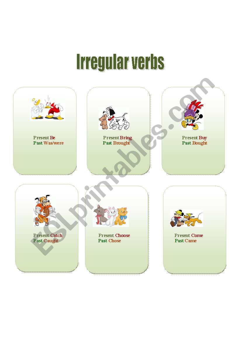 Cards to make irregular verbs easy