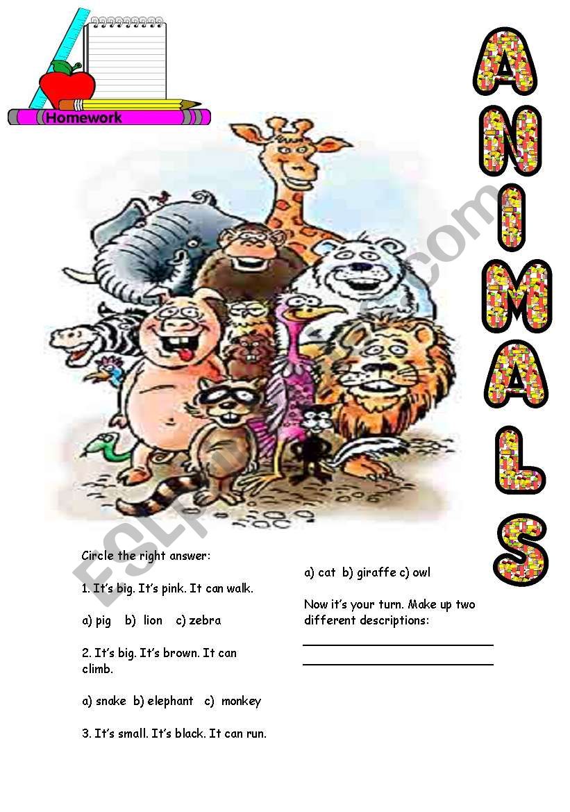 Animals worksheet