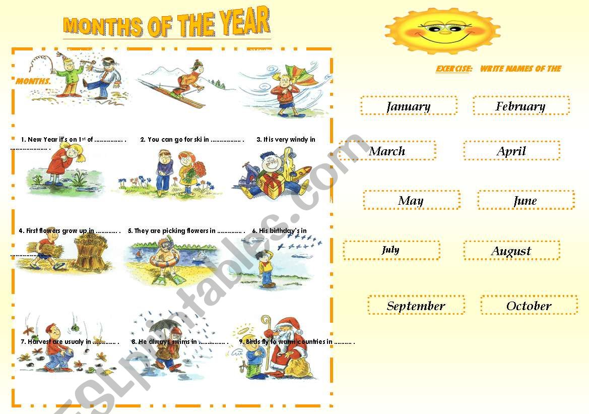 Months of the year. worksheet