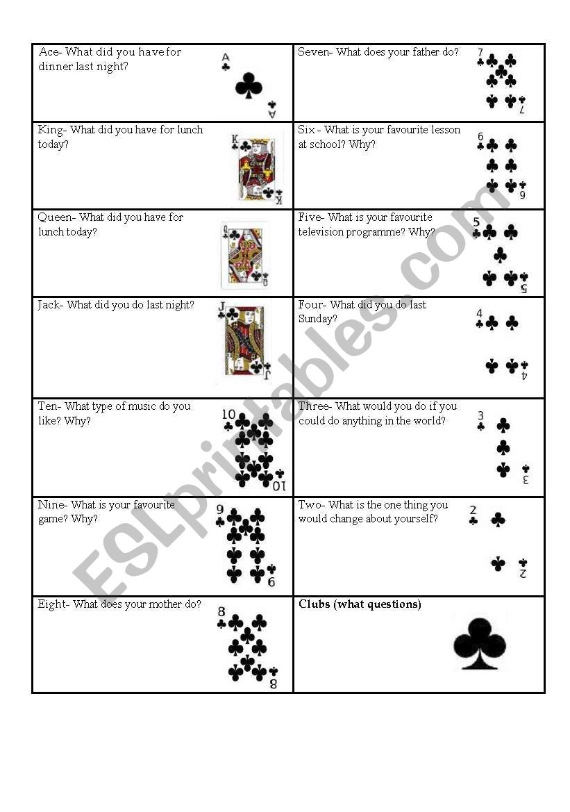 Talking cards 2 worksheet