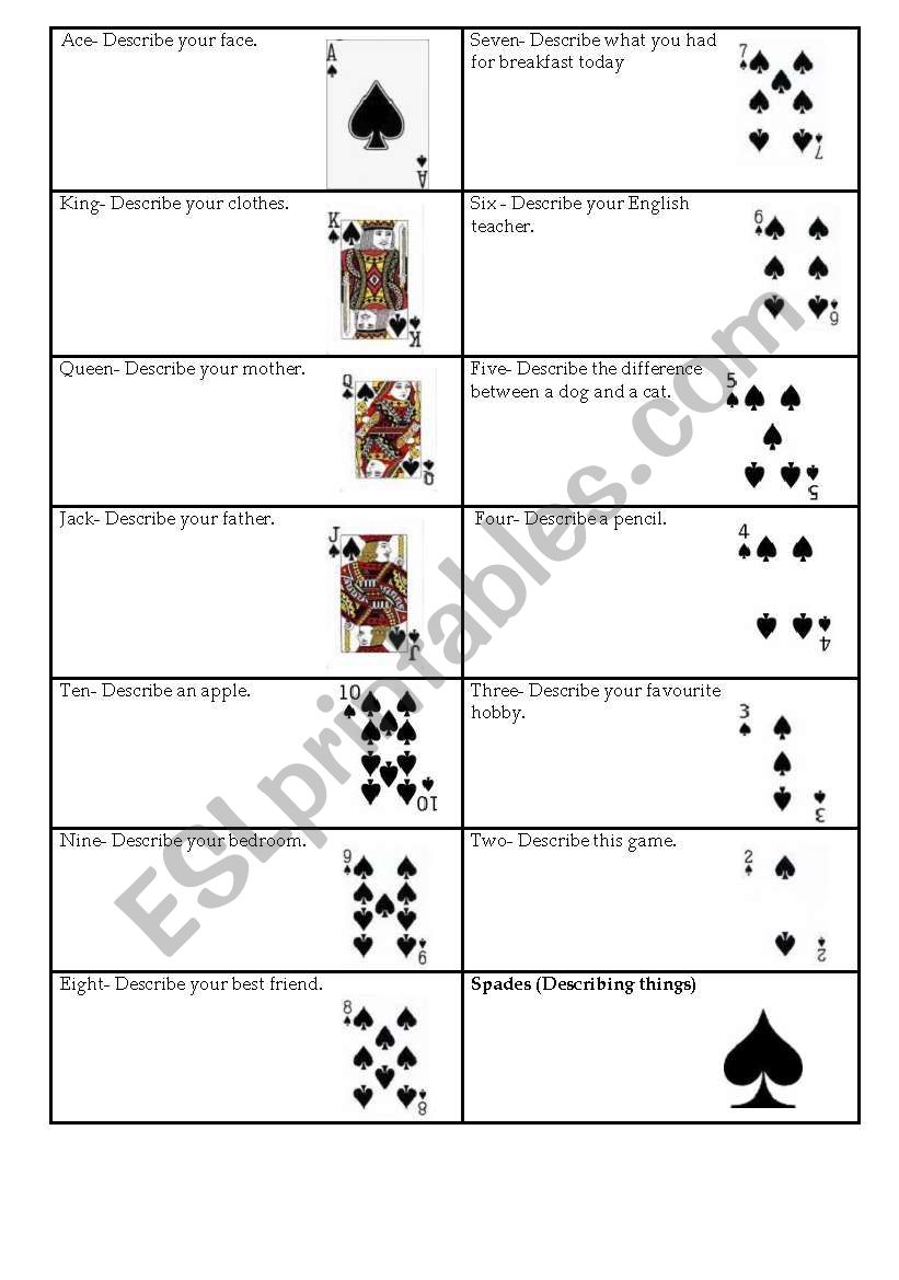 Talking cards 4 worksheet