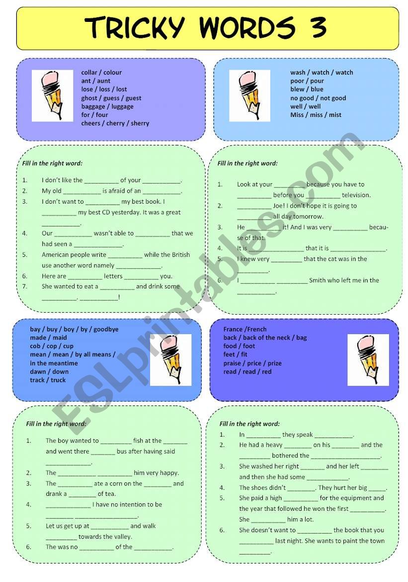 Tricky Words 3 worksheet