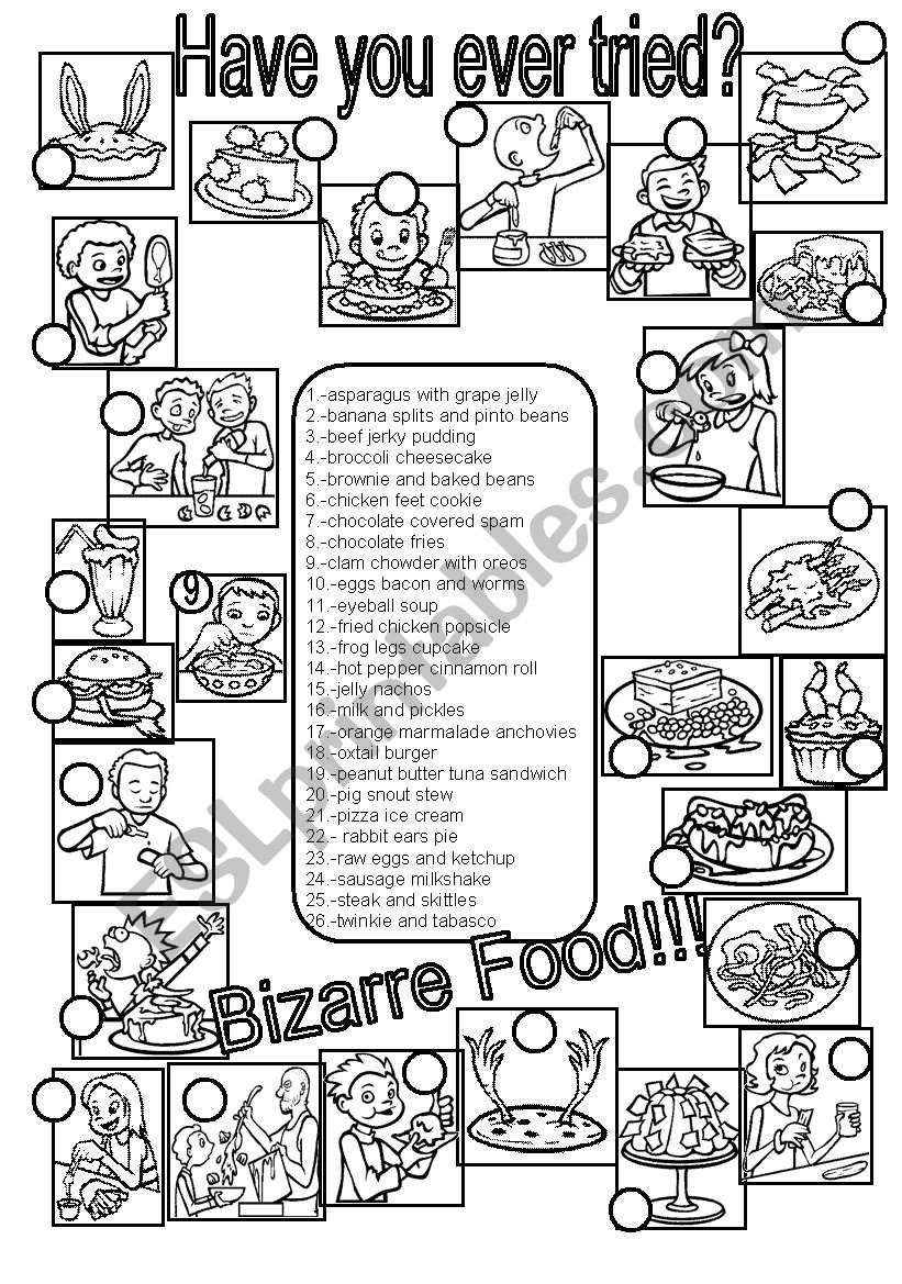 Bizarre food worksheet