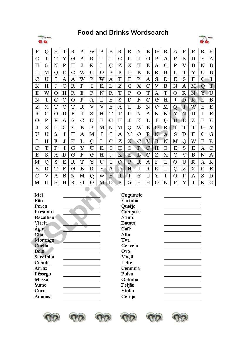 Food Word Search worksheet