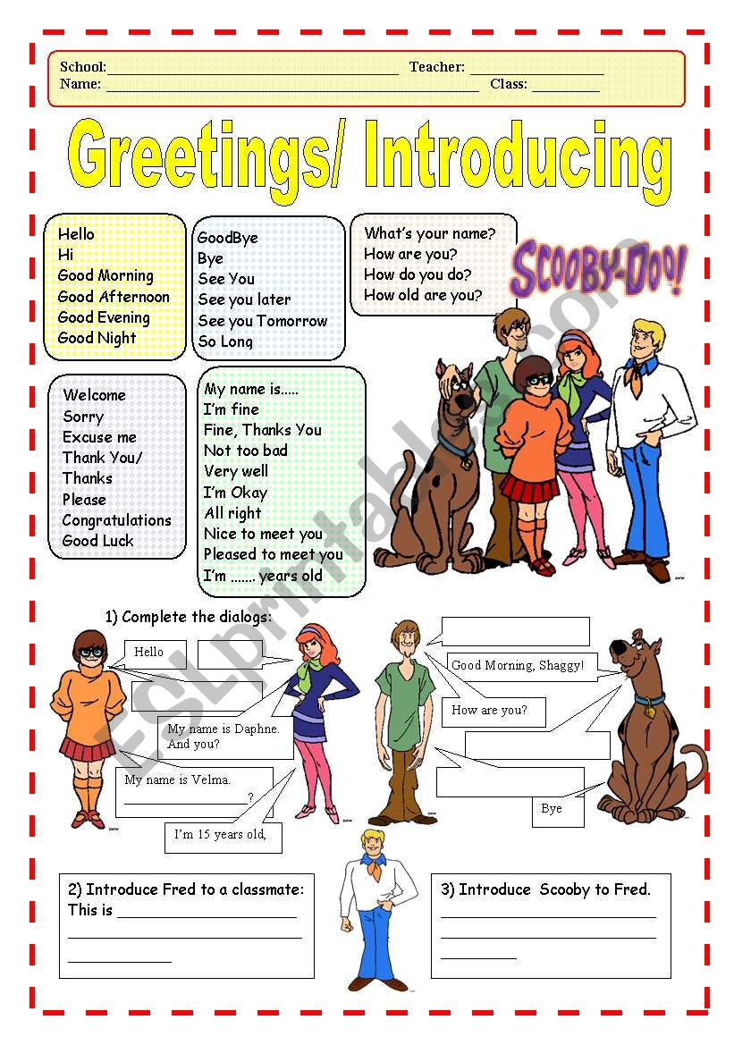 English Worksheets Greeting And Introduction