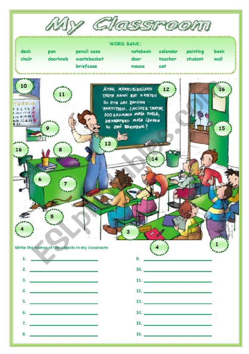 MY CLASSROOM worksheet