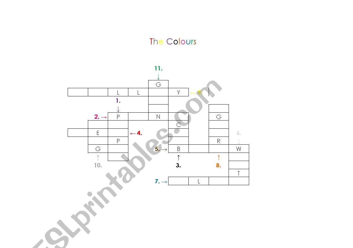 Colours Crossword worksheet