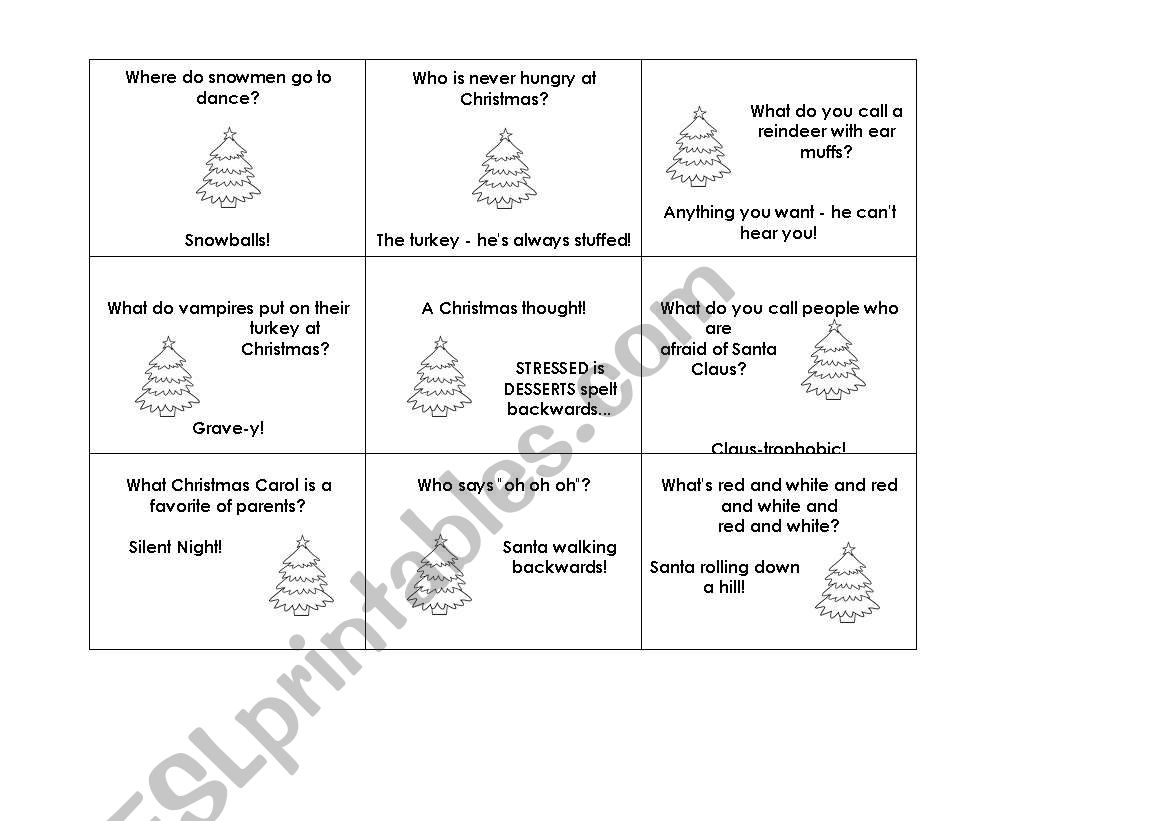 Christmas jokes worksheet