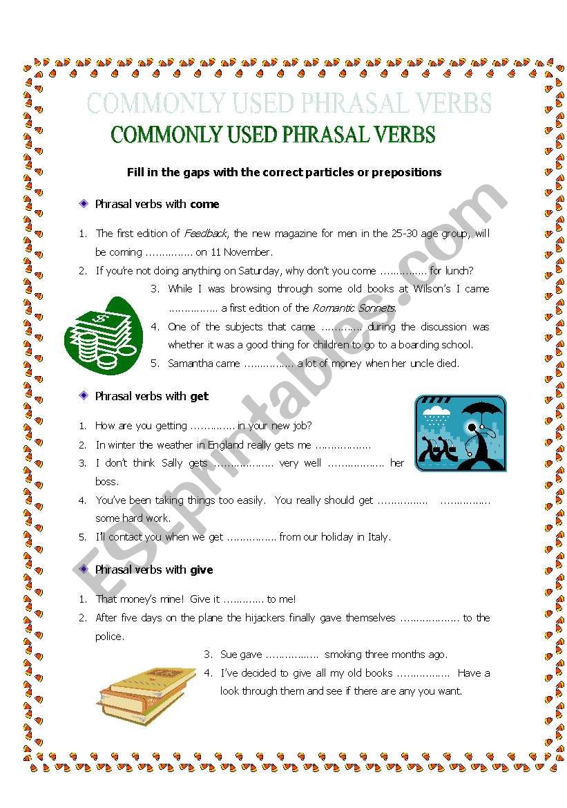 Commonly used phrasal verbs worksheet