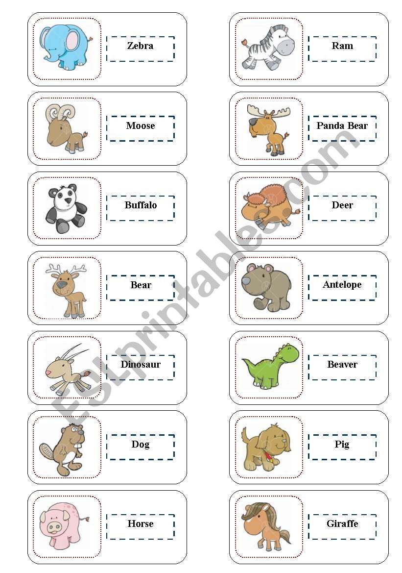 Animal Domino worksheet