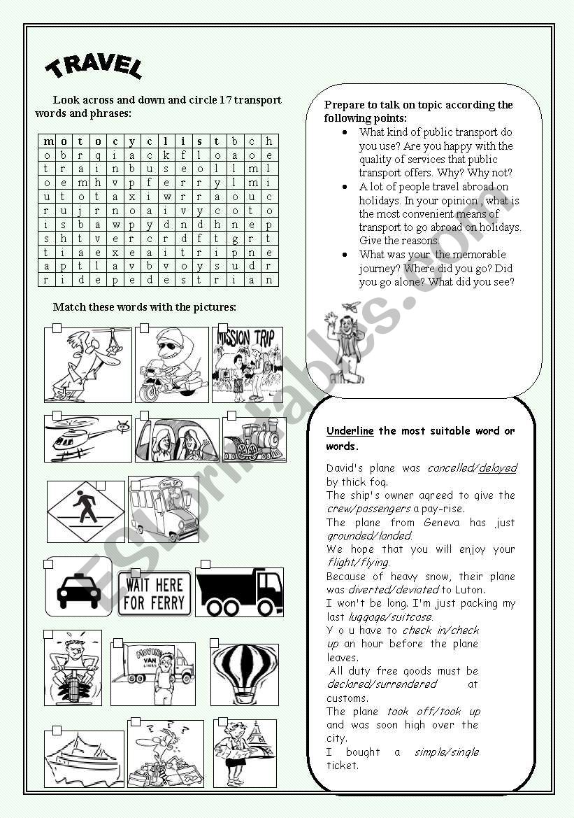 Travel worksheet