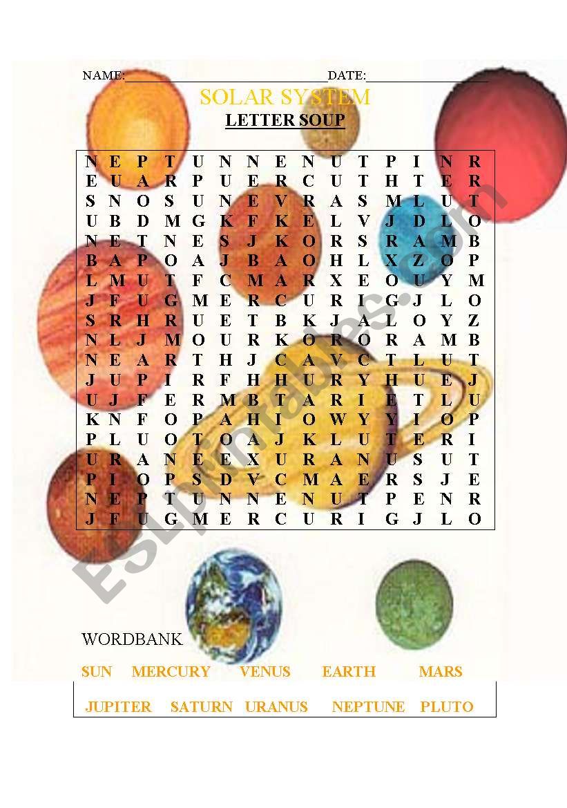 SOLAR SYSTEM SOUP LETTER worksheet