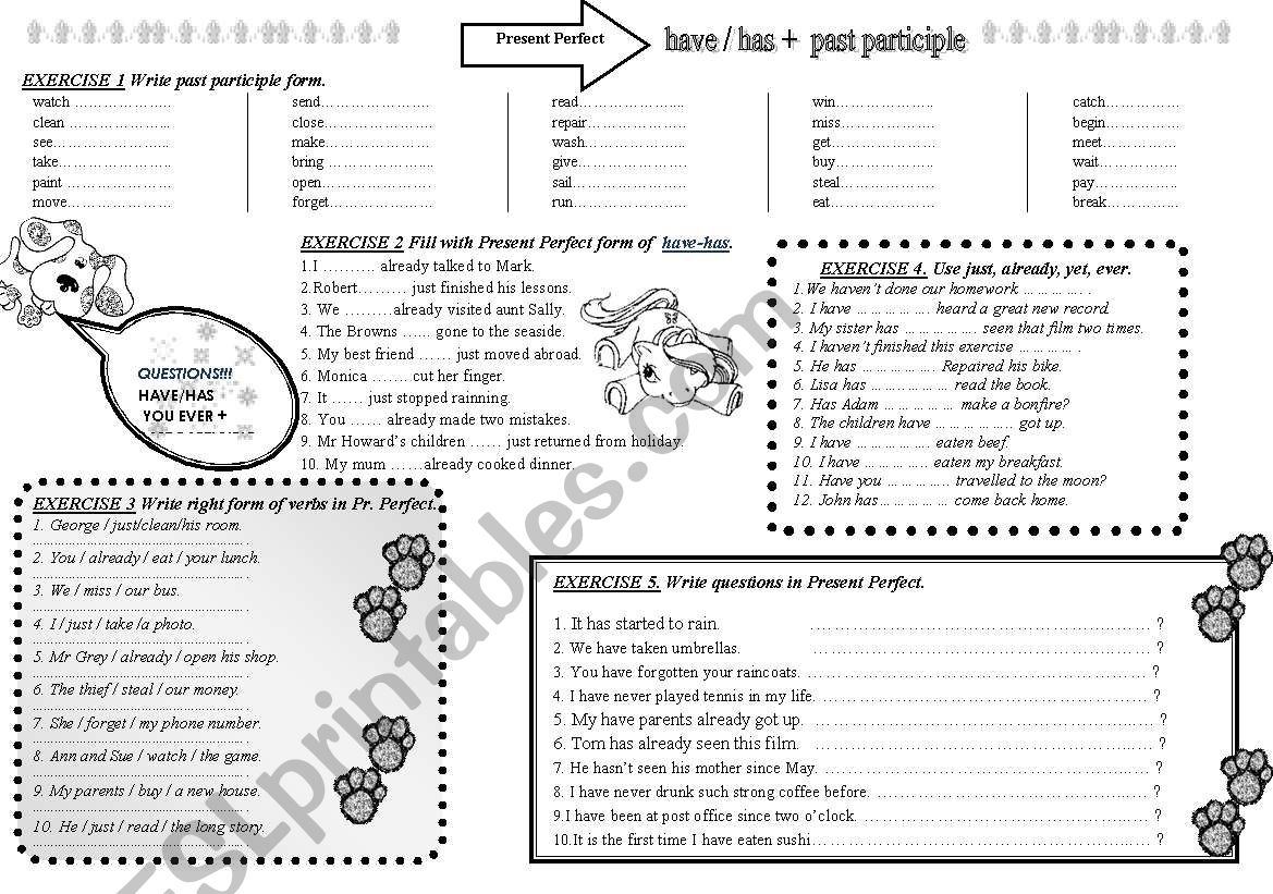 PRESENT PERFECT  B-W worksheet