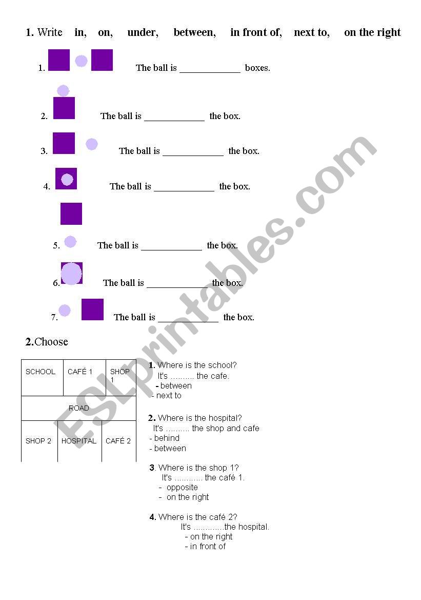 Propositions of place worksheet