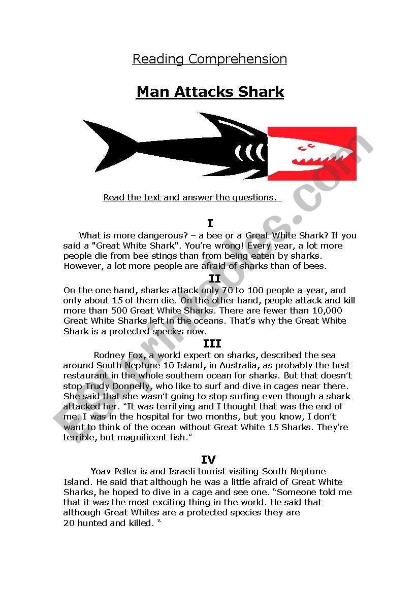 Man Attacks Shark worksheet