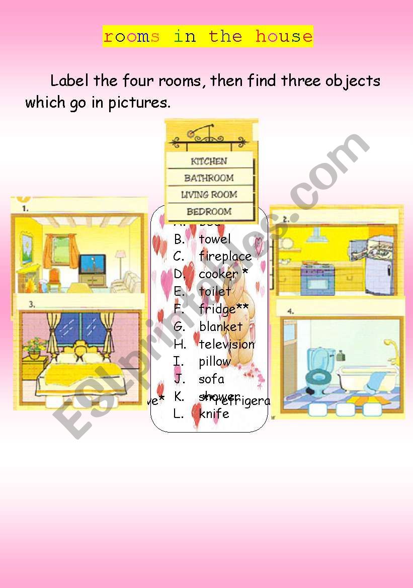 Room in the house worksheet