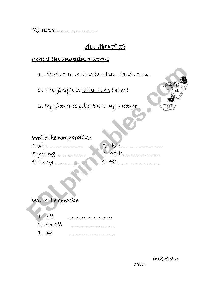 All about us worksheet