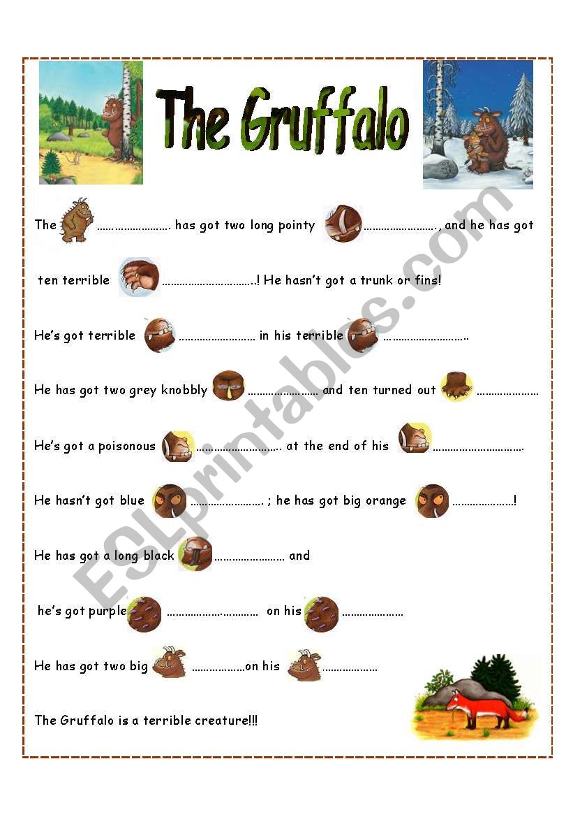 The Gruffalo part 2 worksheet