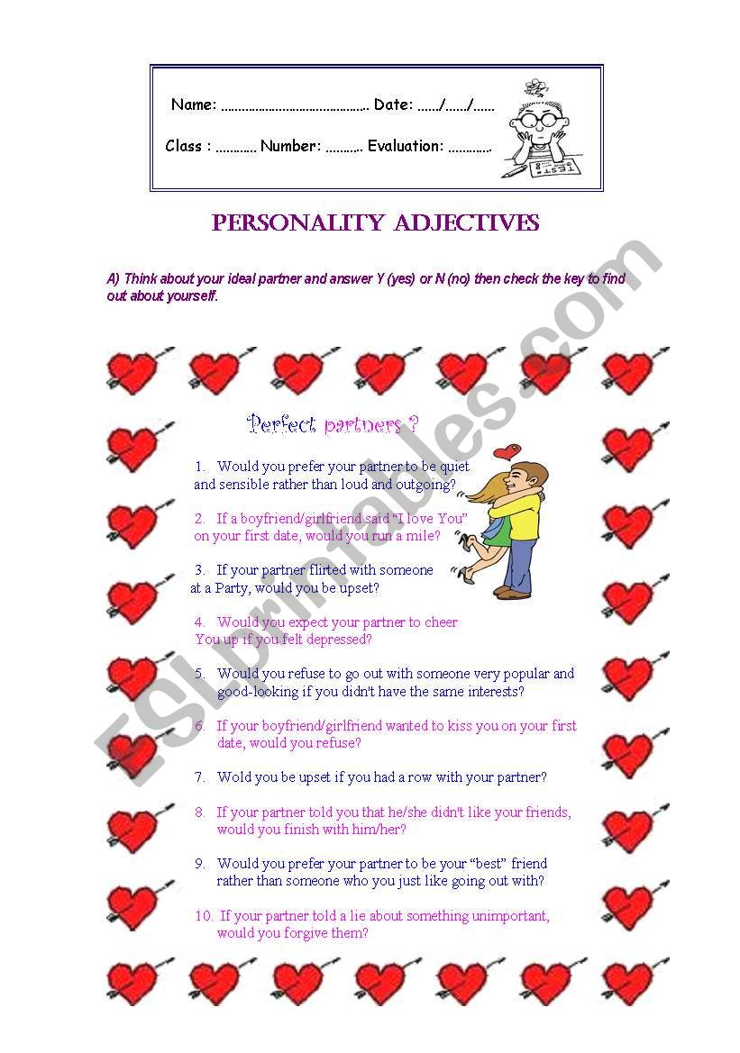 adjesctives worksheet