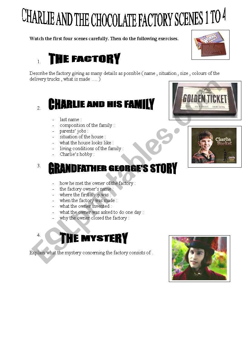CHARLIE AND THE CHOCOLATE ACTORY SCENES 1 TO 4