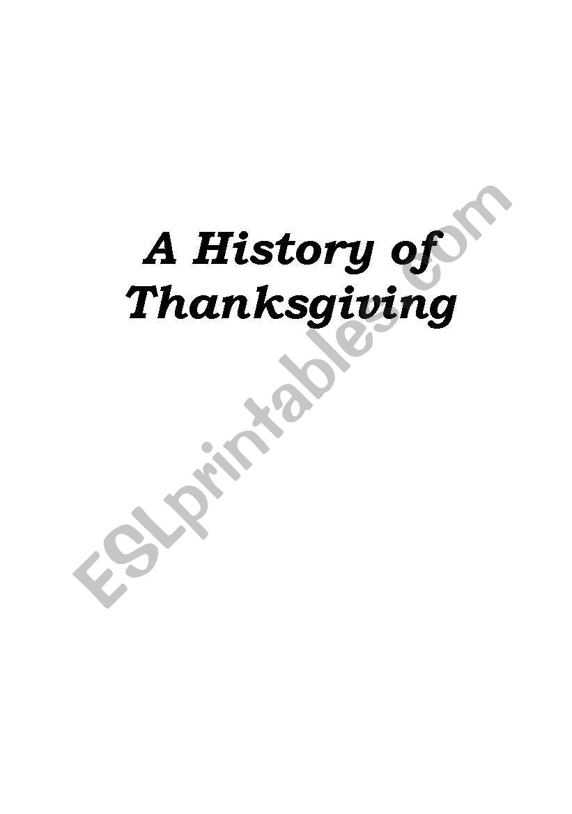 Short History of Thanksgiving worksheet