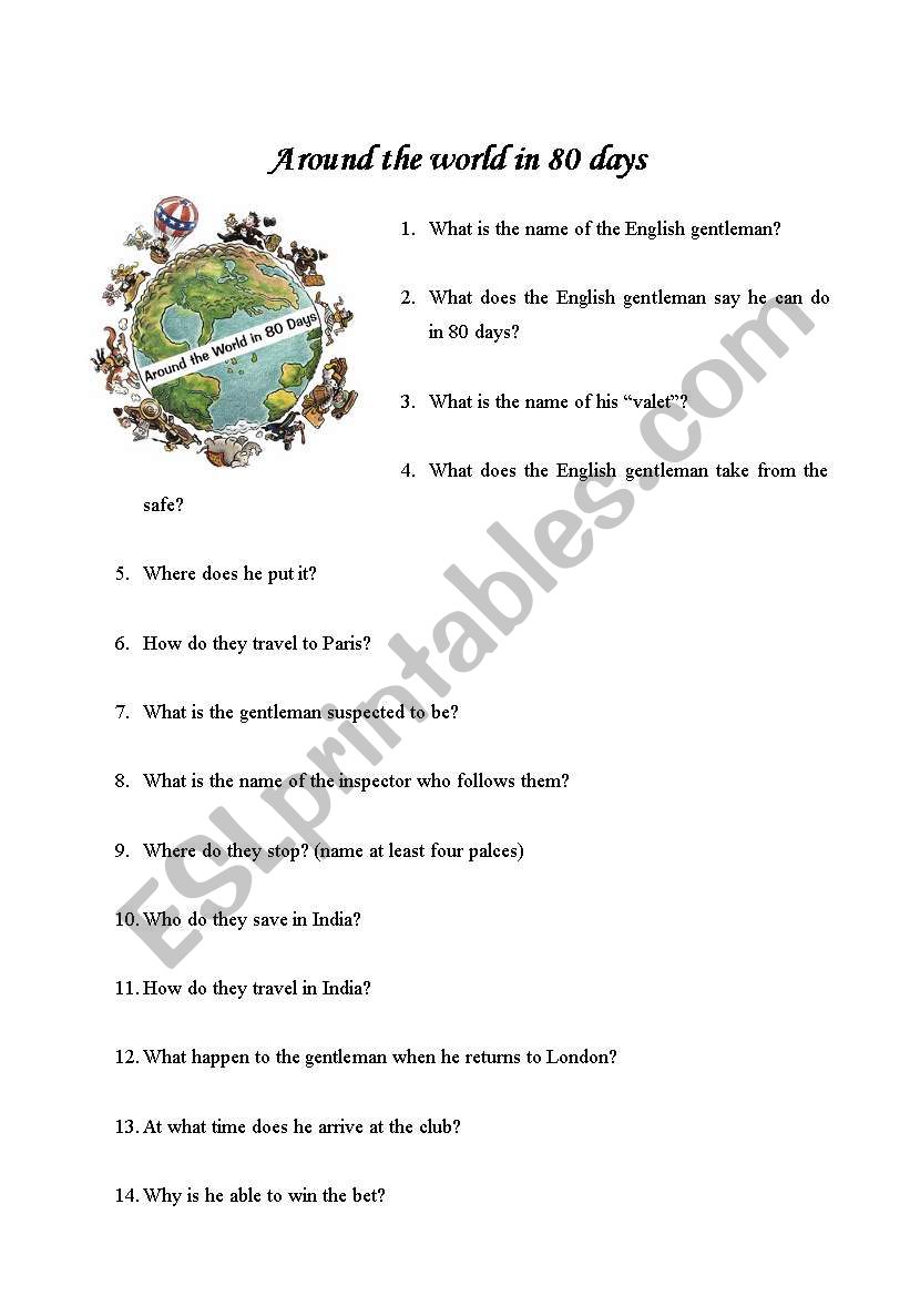 Around the world in 80 days worksheet