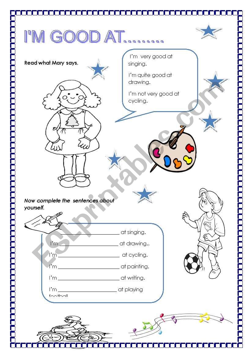 IÂ´M GOOD AT...... worksheet