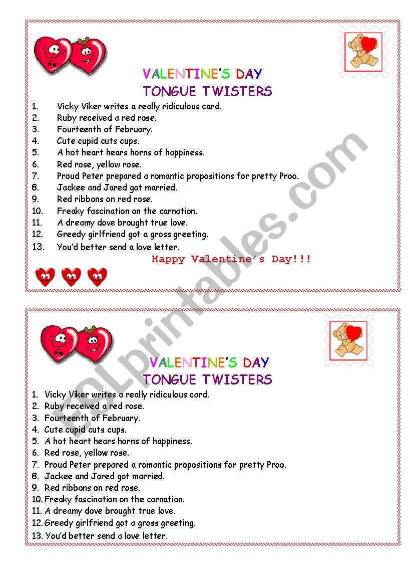 VALENTINE´S DAY TONGUE TWISTERS :):):)