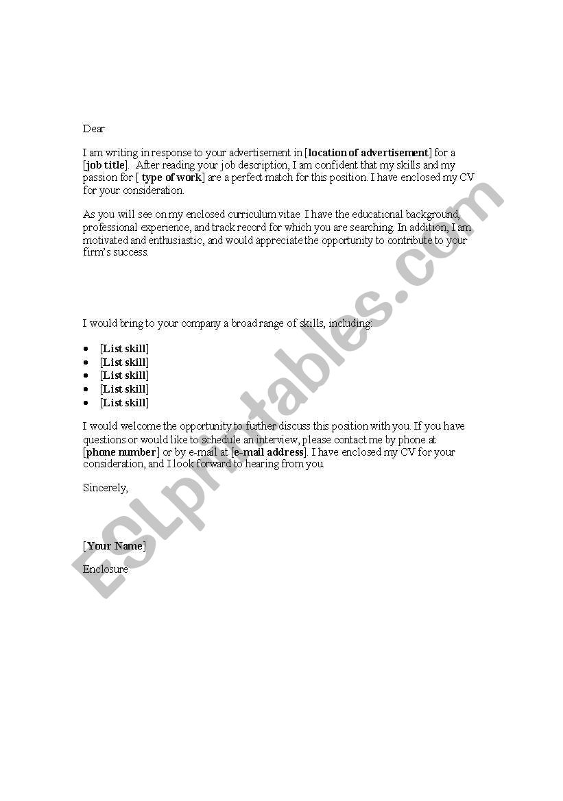 Complaining letter worksheet