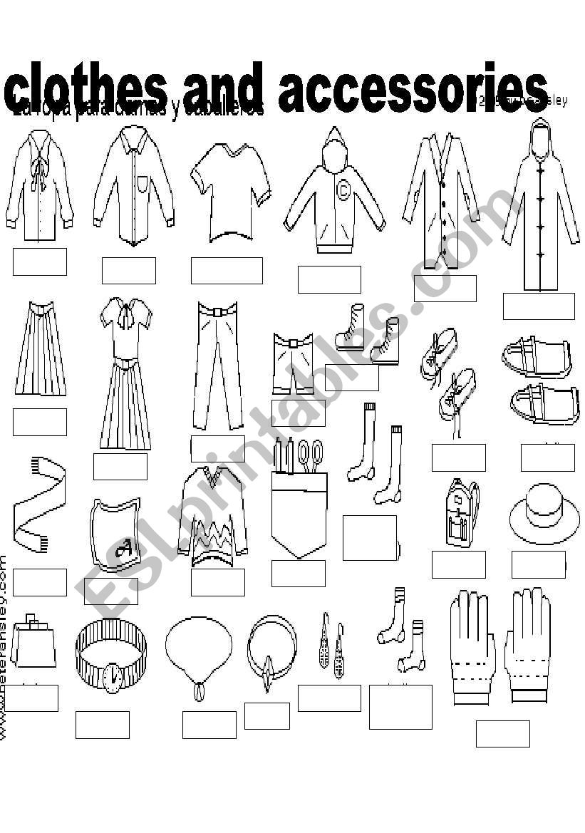 clothes and accessories worksheet