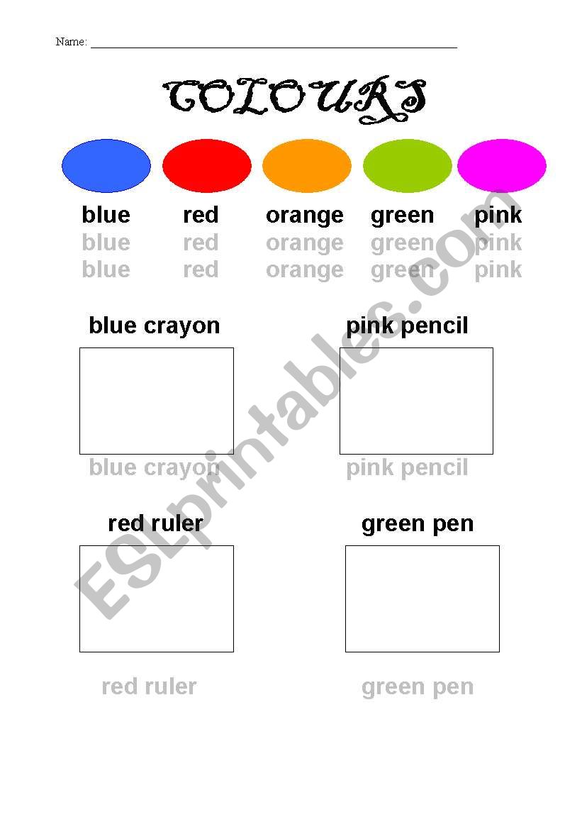 colours worksheet