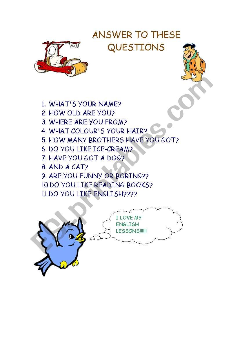 SIMPLE PRIMARY QUESTIONS worksheet