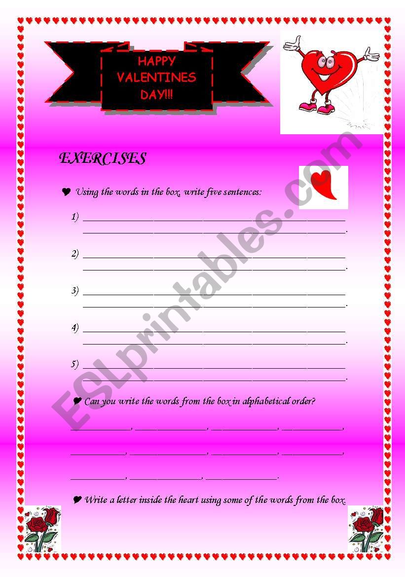 Valentines exercises  worksheet