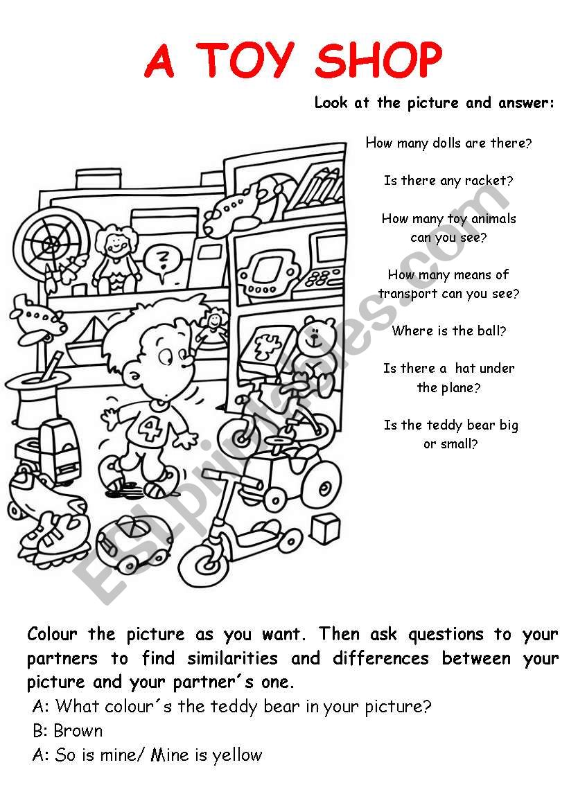 A TOY SHOP worksheet