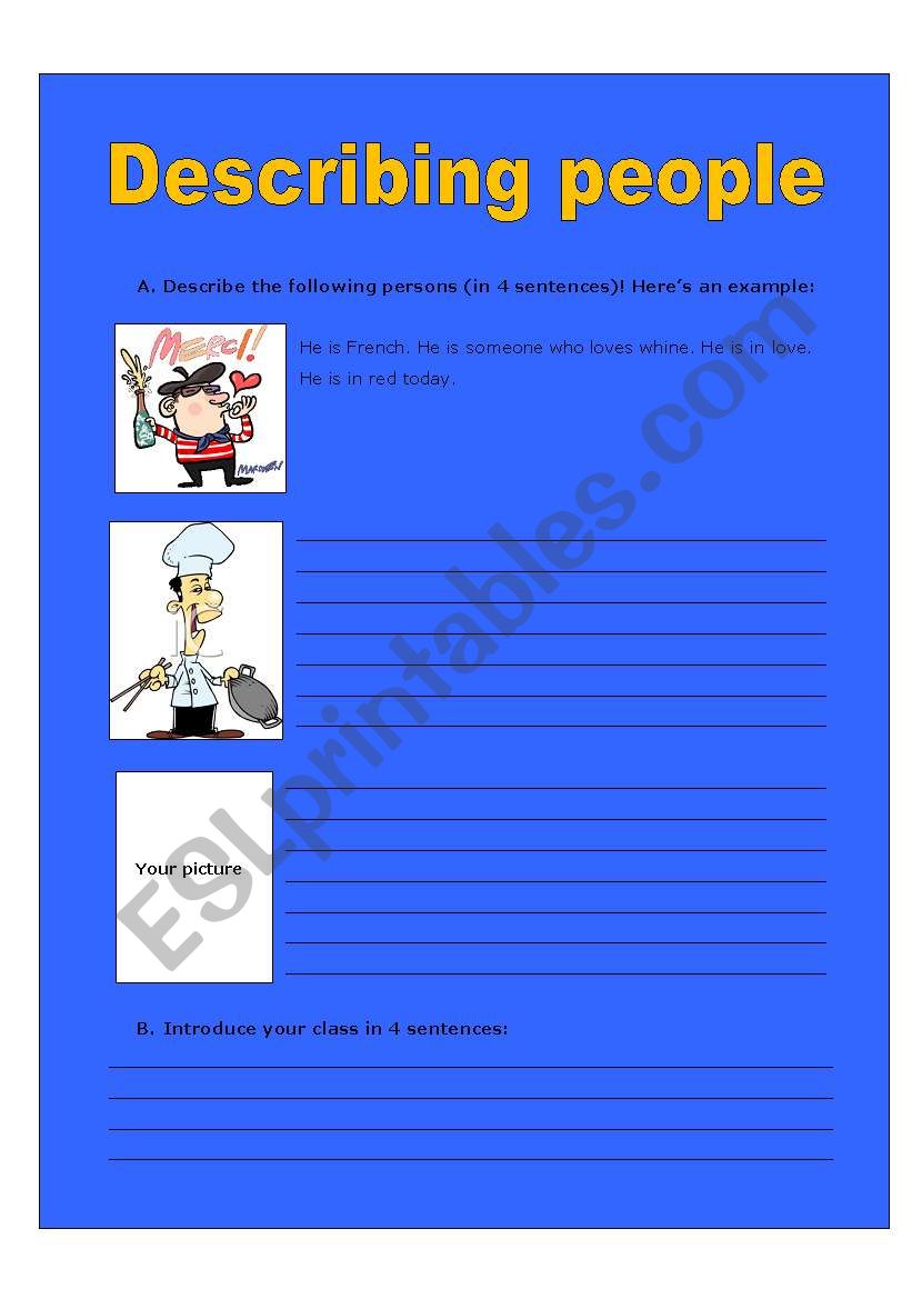 describing people worksheet