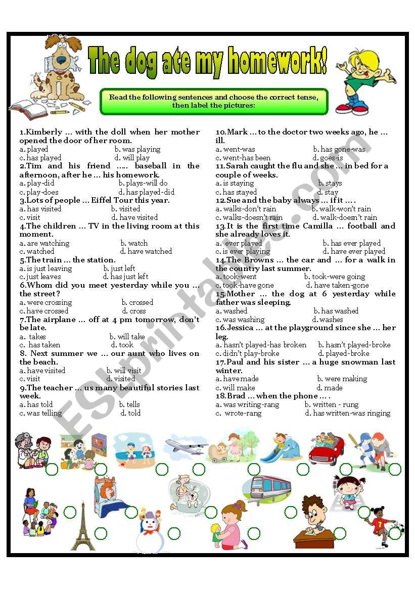 THE DOG ATE MY HOMEWORK! worksheet